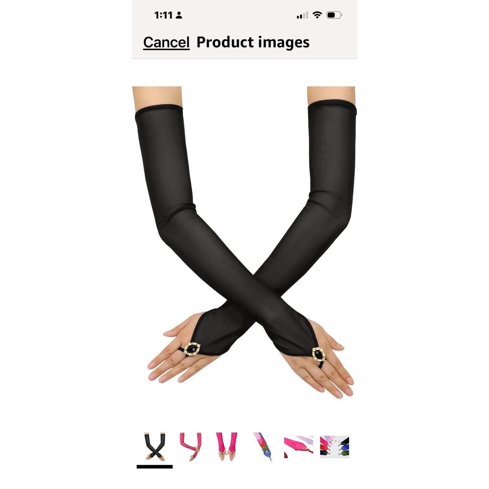 Opera Long Fingerless Gloves for Bridal Wedding Party Costume Stretchy Glove ...